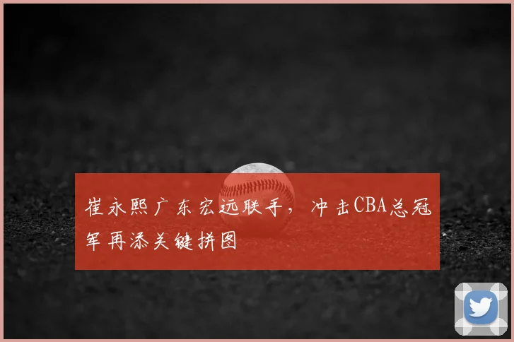 崔永熙广东宏远联手，冲击CBA总冠军再添关键拼图